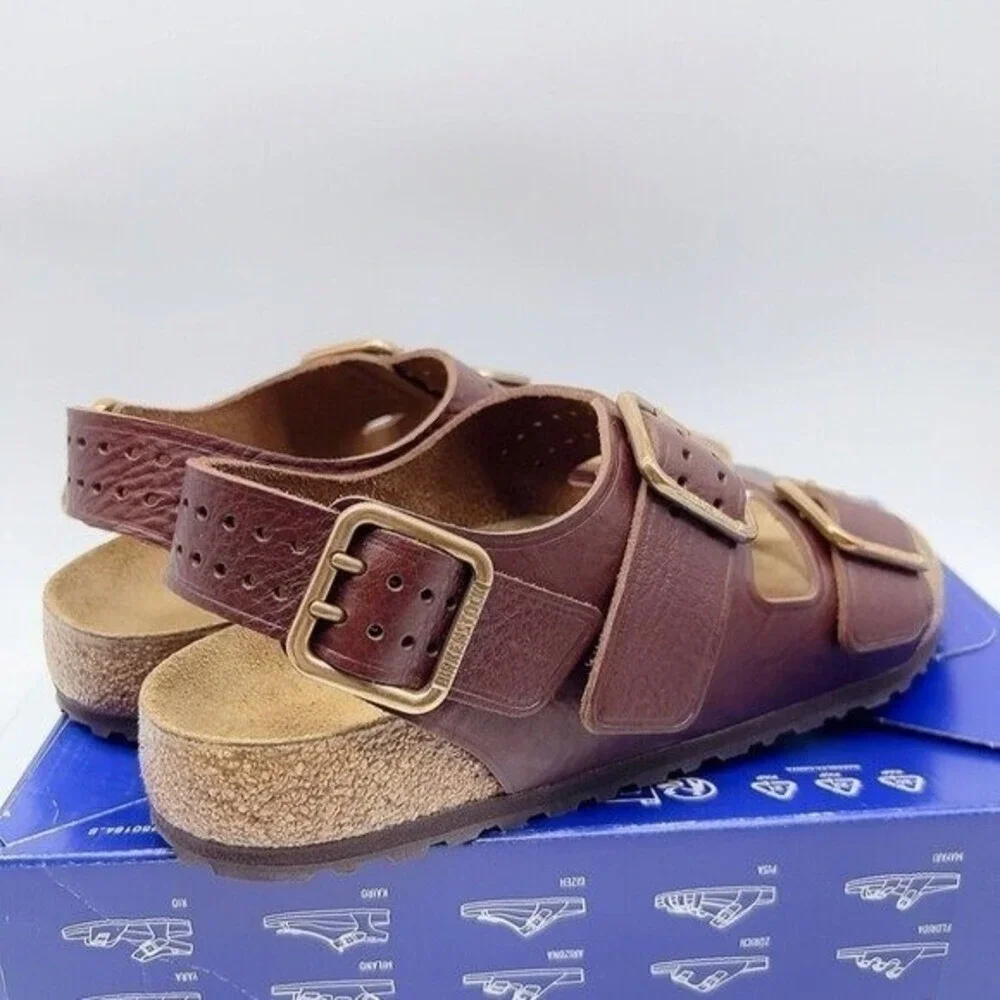 Birkenstock Milano Grip Bold Gap Roast Vintage Leather Mens EU 46 US 13- 13.5 W